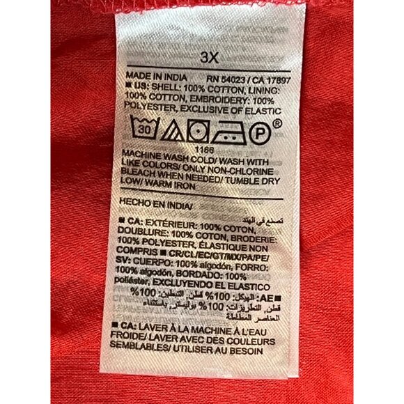 Old Navy Coral Orange Eyelet Mini Dress 3X Pockets Adj Straps Lined Embroidered - Picture 16 of 16